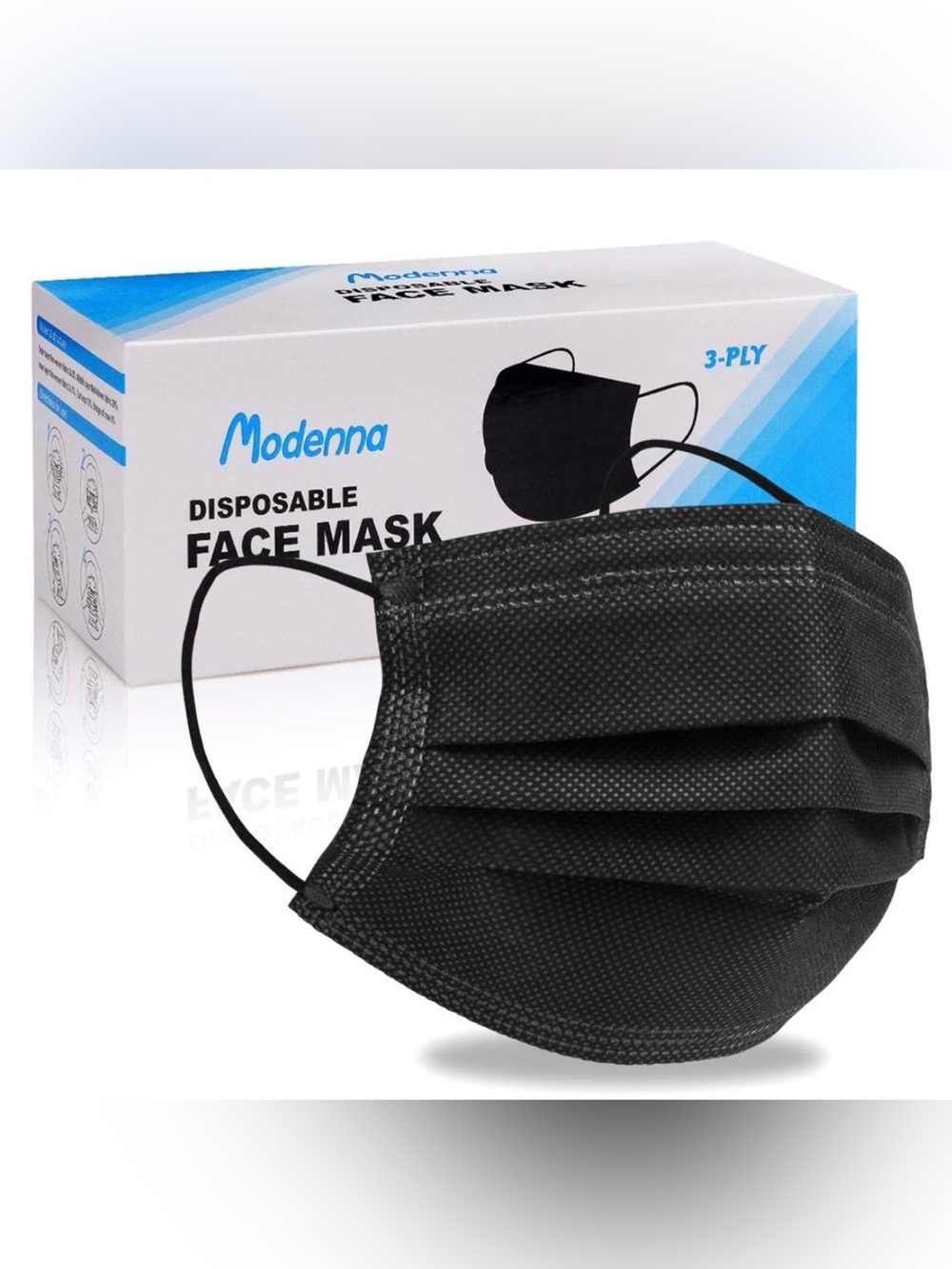 Black Disposable Face Mask - 3-Ply Protection- 10 face masks. New with tags